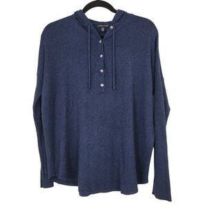 Eileen‎ Fisher Blue Knit Hoodie Sweater Sz XS Relaxed Oversized Soft Viscose